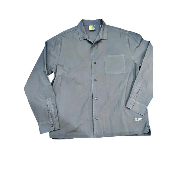 KITH Men's Gray Long Sleeve Button Down Collared Casual Shirt Size Small - Picture 1 of 6